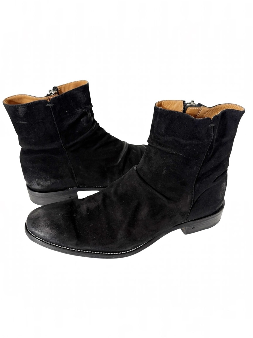 John Varvatos Morrison Sharpei Mens Black Slouchy Suede Zip Ankle Boot Size 10.5